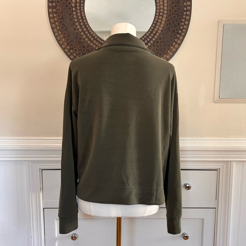 Athleta Seasoft Quarter Zip Top Size M in color Elm | Olive Green - Picture 4 of 7